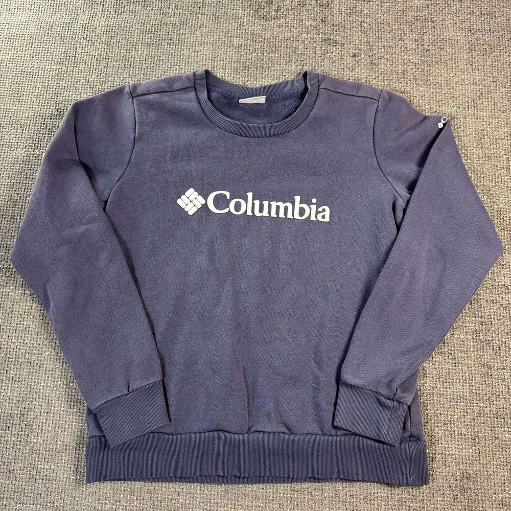 Columbia Logo Crewneck Sweatshirt Womens Small Navy Blue Outdoor Fleece
